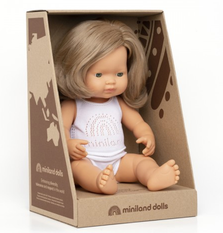 Miniland Doll - Dark Blonde Girl - 38cm.