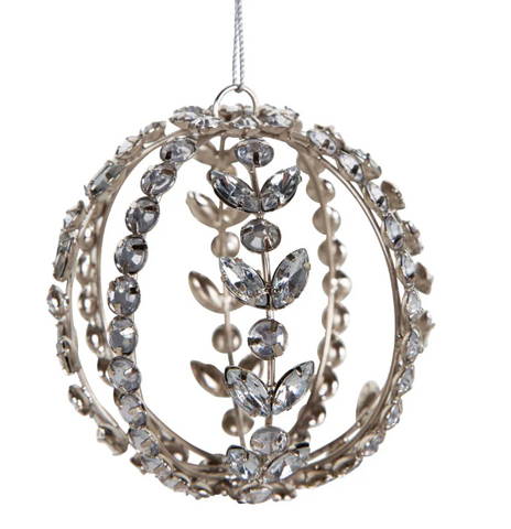 Crystal Gemstone Silver Bauble  Decoration