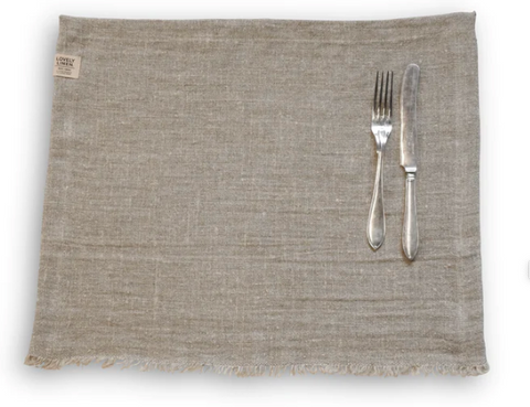 Lovely Linen Rustic Raw Edge Placemat