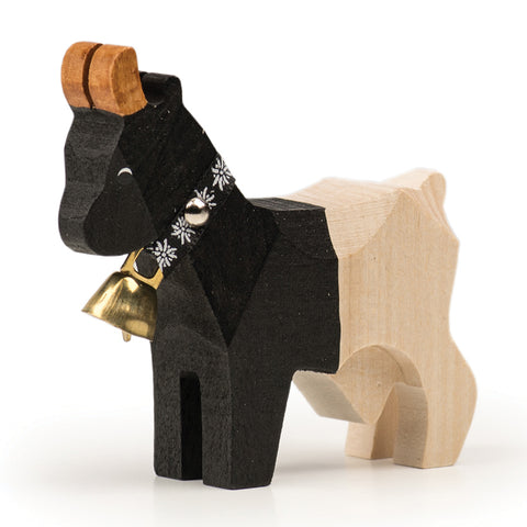 Trauffer Wooden Goat Black White with Large Bell