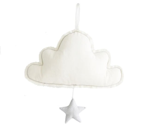 Musical Cloud Mobile – Ivory & Grey