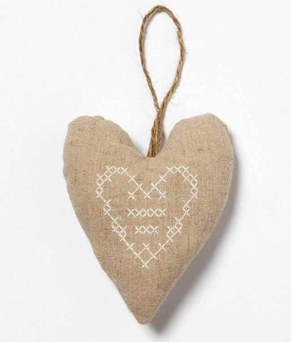 Ecru Heart - White Stitching